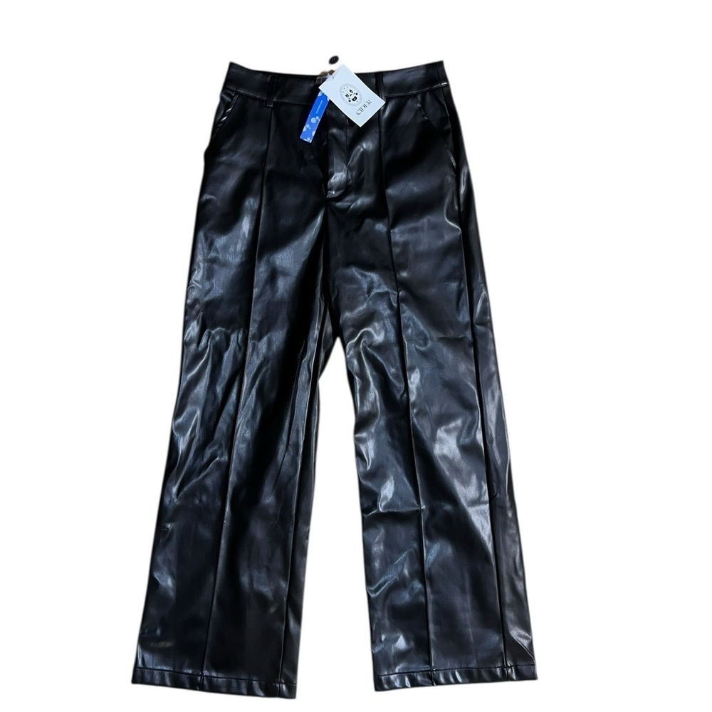 Cider Faux Leather Black Pants – Medium